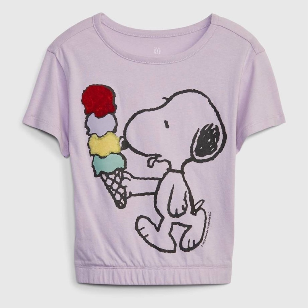 Baby Gap Snoopy Ice Crean Shirt 18-24M 3T Lavender Peanuts Charlie Brown NWT!!